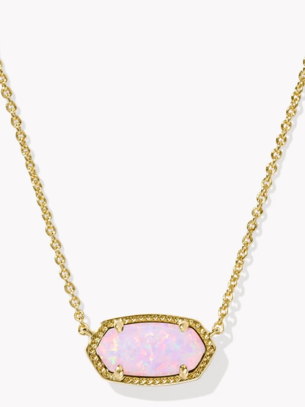 kendra scott elisa gold blush pink lab grown opal short pendant necklace